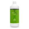 Witte 1 liter navulfles EcoSmoke van Ecodor tegen rooklucht, met een gewone witte dop en een groene sticker met gebruiksaanwijzing en productinformatie op de achterkant. Op de voorkant staan de merknaam Ecodor en EcoSmoke, samen met een afbeelding.